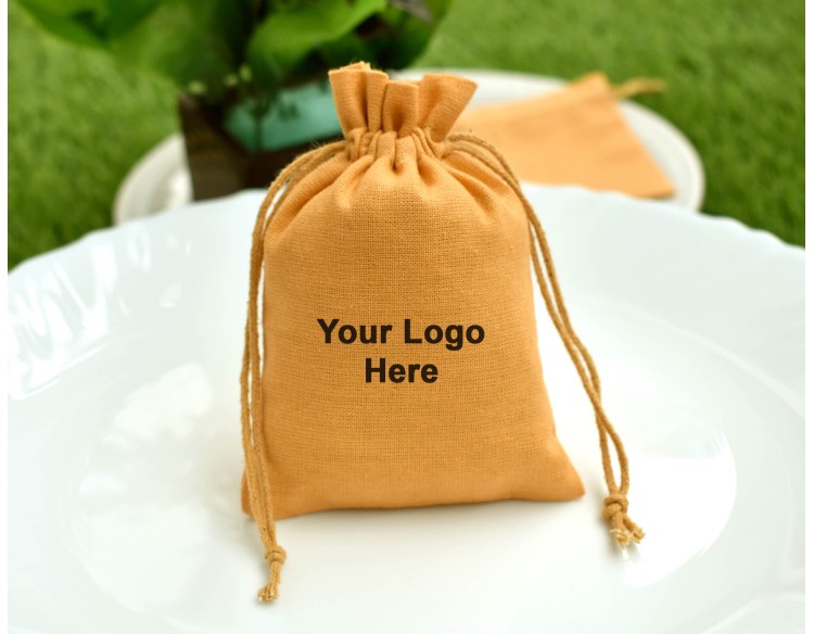 Eco Friendly Personalised Cotton Pouch With Drawstring For Jewelry Packaging, Wedding Favor Bags