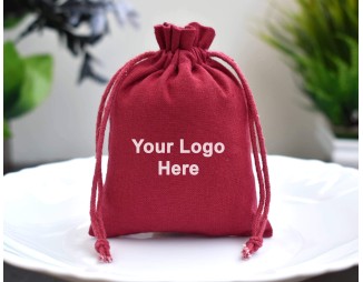 100 Red Custom Jewelry Pouches With Logo, Personalized Wedding Favor Bags