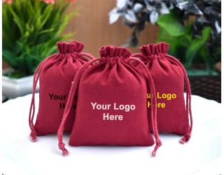 100 Red Custom Jewelry Pouches With Logo, Personalized Wedding Favor Bags