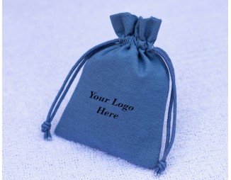 100 Blue Personalized Jewelry Package Bag Cotton Small Gift Bags With Brand Logo