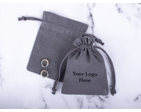 Buy Dark Gray Satin Custom Jewelry Pouch With Logo - Bagwalas