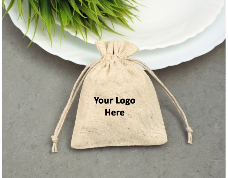 Personalized Cotton Pouch With Drawstring For Jewelry Packaging, Wedding Favor Bags, Jewelry Bag