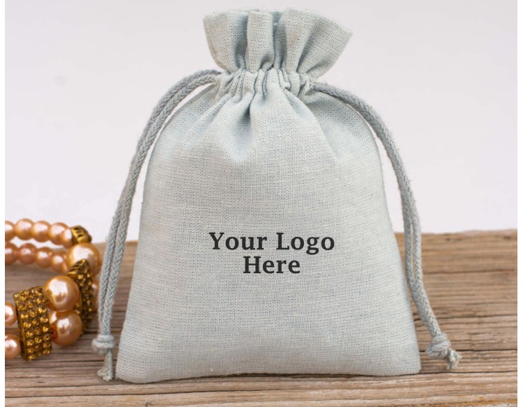 Custom Jewelry Packaging Pouch Personalized Wedding Favor Gift Bags (BG140, Pack of 100, Light Gray)