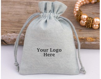 Custom Jewelry Packaging Pouch Personalized Wedding Favor Gift Bags (BG140, Pack of 100, Light Gray)