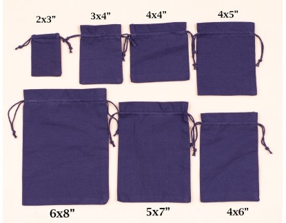 100 Blue Cotton Drawstring Pouches For Jewelry Packaging, Product Gift Packing With Brand Logo Print