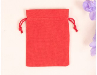 100 Red Cotton Drawstring Pouches For Jewelry Packaging With Brand Logo Print