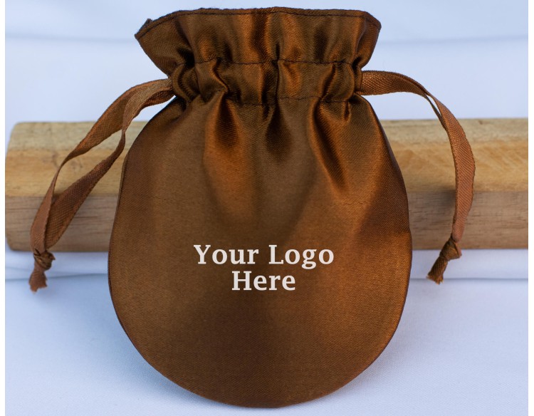 100 Brown Round Drawstring Jewelry Packaging Pouch Custom Product Packaging Bag With Logo