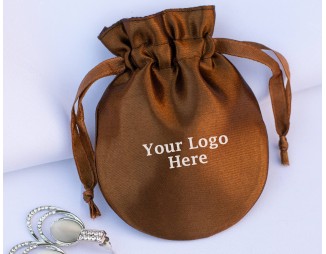 100 Brown Round Drawstring Jewelry Packaging Pouch Custom Product Packaging Bag With Logo