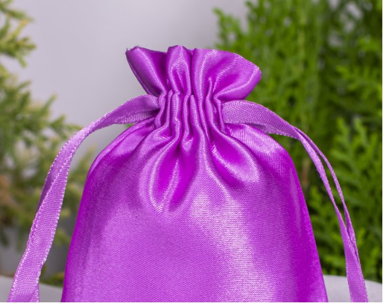 Purple Satin Drawstring Gift Bag for Valentines Day Personalized Gift Bag,  Customized Bag 