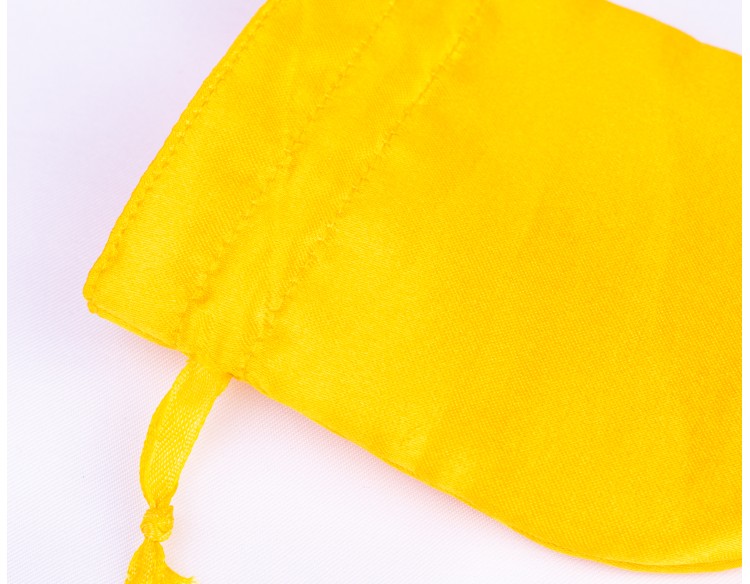 100 Yellow Round Satin Fabric Custom Jewelry Pouch With Logo, Small Drawstring Bag, Wedding Favor Pouch