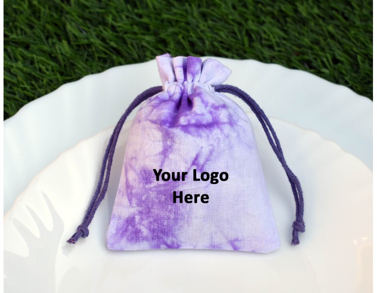 Purple Tie Dye Personalized Drawstring Pouch Jewellery Bags