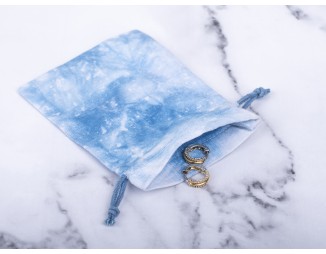 100 Blue Tie Dye Custom Jewelry Pouch, Wedding Favor Bag, Cotton Drawstring Pouch