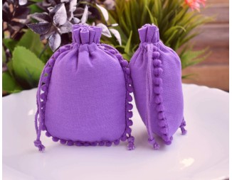 Designer Purple Drawstring Pouch, Custom  Jewelry Package, Wedding Favor Bag