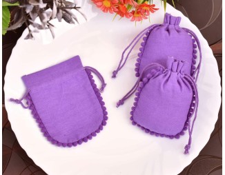 Designer Purple Drawstring Pouch, Custom  Jewelry Package, Wedding Favor Bag