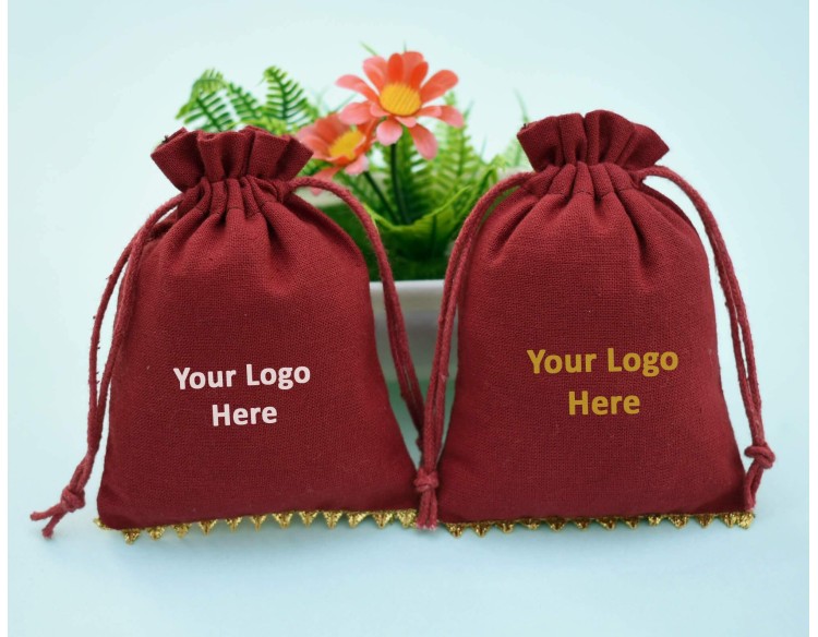 Maroon Personalized Favor Bags | Custom Jewelry Pouches