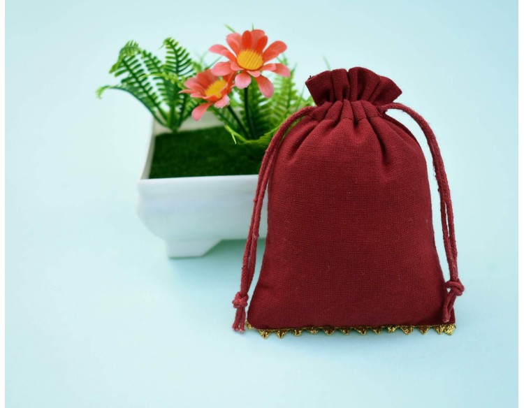 Maroon Personalized Favor Bags | Custom Jewelry Pouches