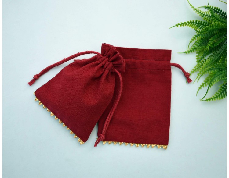 Maroon Personalized Favor Bags | Custom Jewelry Pouches