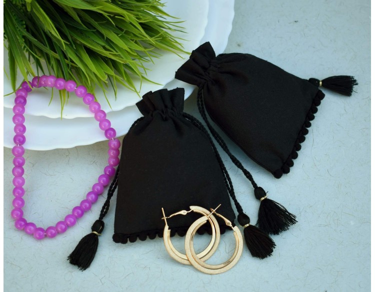 Personalized Jewelry Packaging Pouch With Black Drawstring, Wedding Favor Bags, Eco friendly Packaging Bag, Produce Bags