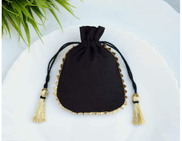 Black Drawstring Pouch - Personalised Pouch - Jewelry Packaging - Drawstring Bags - Jewelry Storage Bag