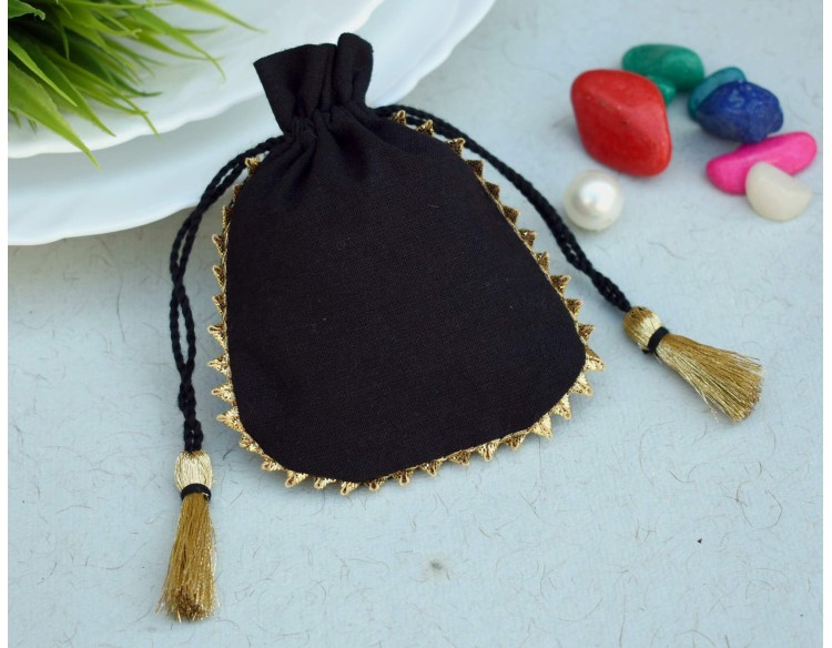 Black Drawstring Pouch - Personalised Pouch - Jewelry Packaging - Drawstring Bags - Jewelry Storage Bag