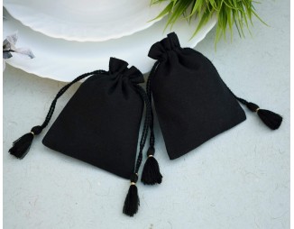 Black Eco Friendly Drawstring Pouch, Cotton Drawstring bag, Small Cotton Bag, Coin Purse, Jewelry Packaging With Logo