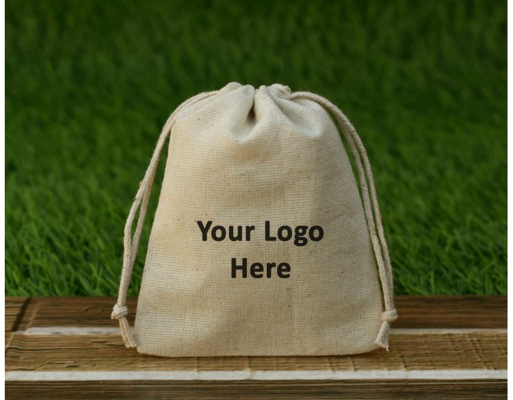 Eco Friendly Personalized Cotton Pouch With Drawstring For Jewellery Packaging, Wedding Favor Bags