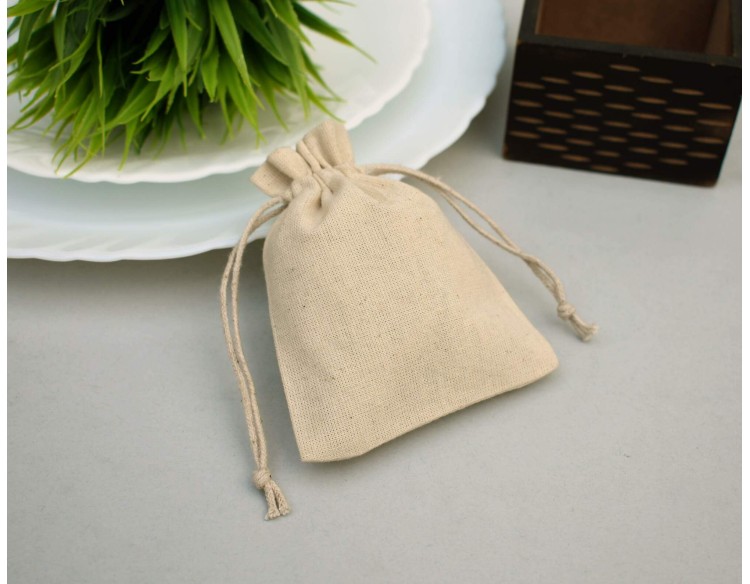 Personalized Cotton Pouch With Drawstring For Jewelry Packaging, Wedding Favor Bags, Jewelry Bag