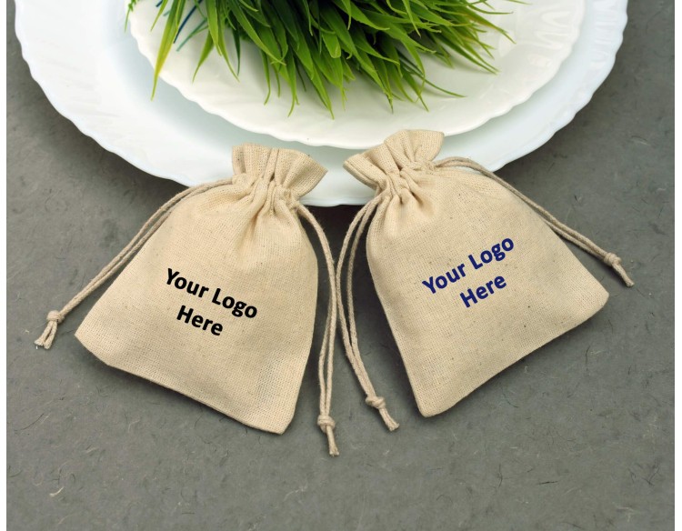 Personalized Cotton Pouch With Drawstring For Jewelry Packaging, Wedding Favor Bags, Jewelry Bag