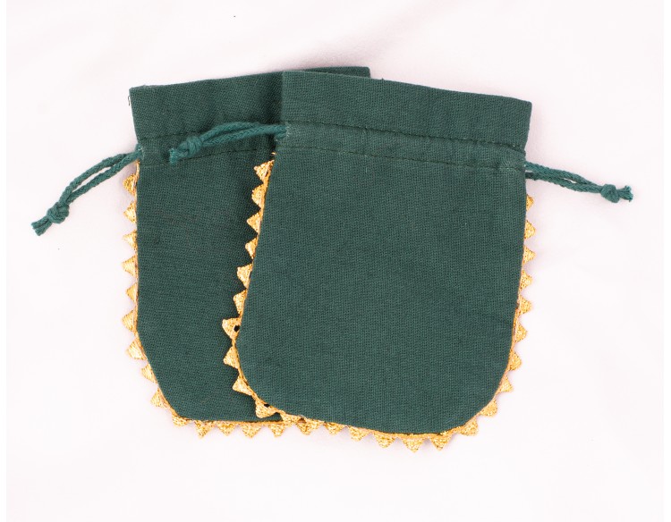 100 Designer Round Lace Green Cotton Drawstring Pouch, Custom  Jewellery Package, Wedding Favor Bag