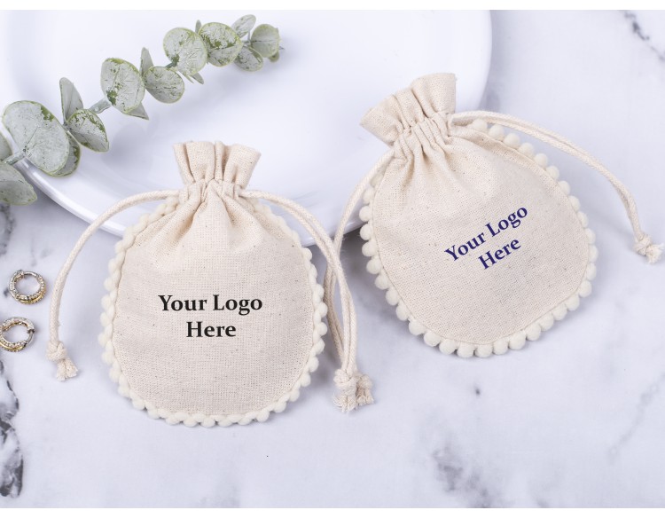 100 Natural Cotton Pouches, Custom Jewelry Packaging Pouch, Personalized Wedding Favor Bag