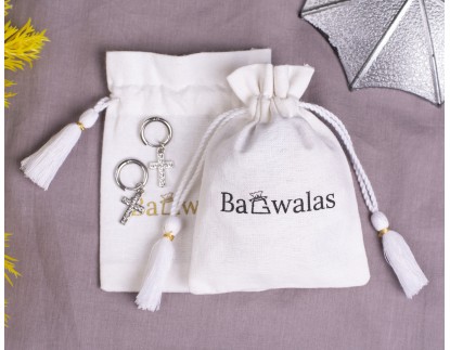 White Custom Jewellery Pouch With Logo Wedding Favor Bag Cotton Drawstring pouch