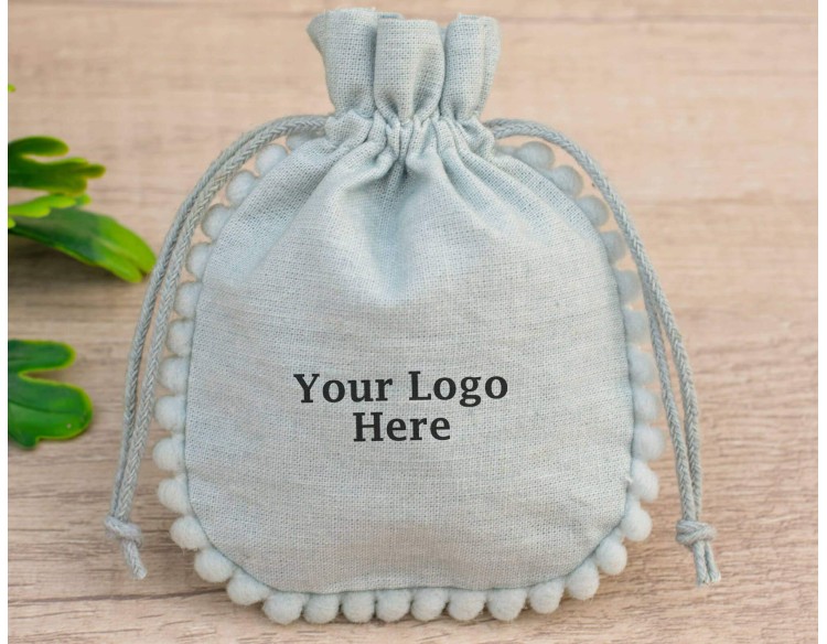 Custom Jewelry Packaging Pouch, Personalized Brand Logo Bags (Pack Of 100, Light Gray)