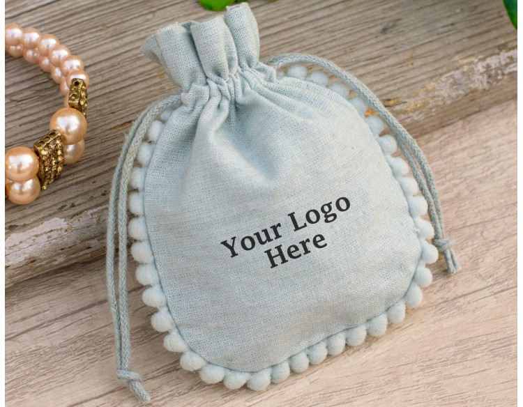 Custom Jewelry Packaging Pouch, Personalized Brand Logo Bags (Pack Of 100, Light Gray)