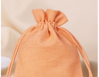  100 Light Orange Bottom Lace Cotton Drawstring Pouches For Jewelry Packaging With Brand Logo Print 