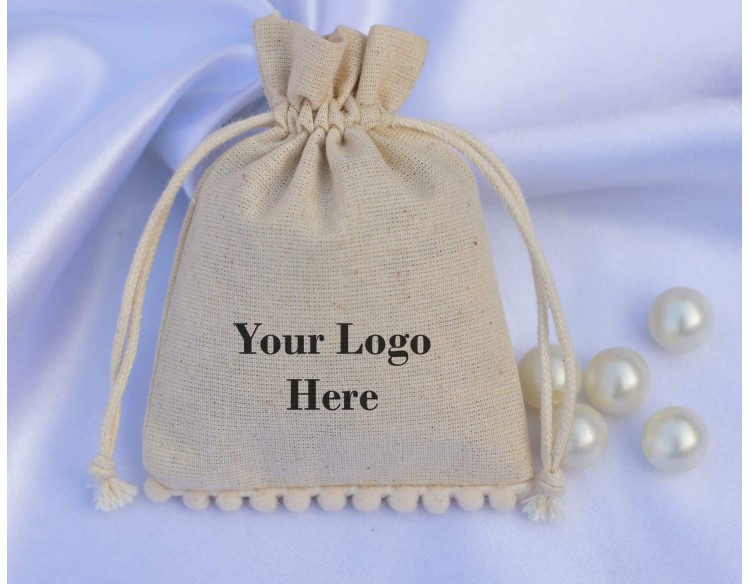 Pack Of 100 Natural Cotton Drawstring Pouch, Jewelry Packaging Bag, Custom Wedding Favor Bags