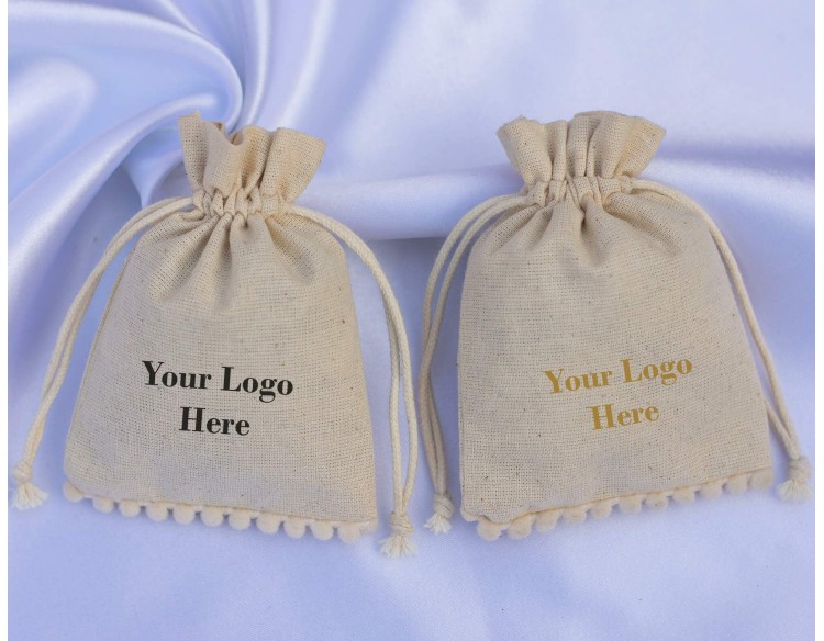 Pack Of 100 Natural Cotton Drawstring Pouch, Jewelry Packaging Bag, Custom Wedding Favor Bags