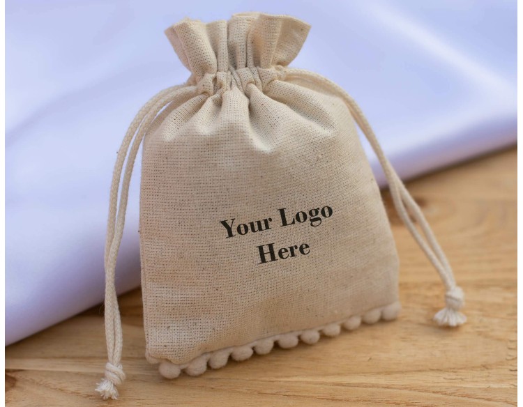 Pack Of 100 Natural Cotton Drawstring Pouch, Jewelry Packaging Bag, Custom Wedding Favor Bags