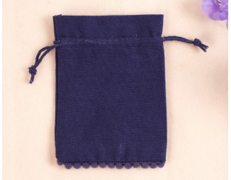 100 Blue Custom Logo Jewelry Pouch, Wedding Favor Bag, Cotton Drawstring Pouch