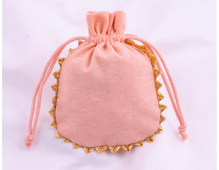 Pack Of 100 Peach Custom Drawstring Pouches, Jewelry Packaging Bag (Peach, BG161)