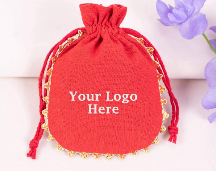 Buy Red Designer Custom Drawstring Jewelry Packaging Pouches
