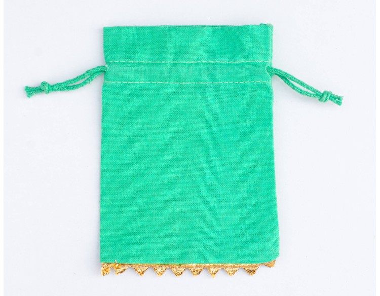 100 Sea Green Cotton Drawstring Jewelry Packaging Pouch, Wedding Favor Bags (BG147)