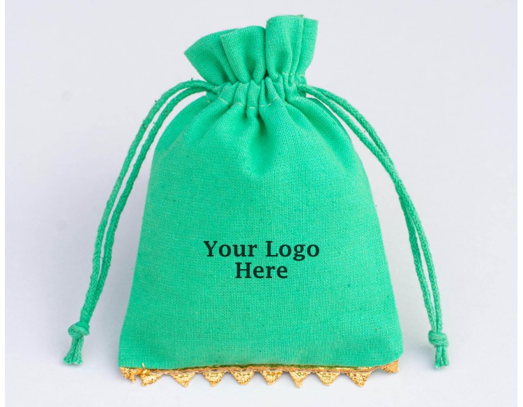 100 Sea Green Cotton Drawstring Jewelry Packaging Pouch, Wedding Favor Bags (BG147)