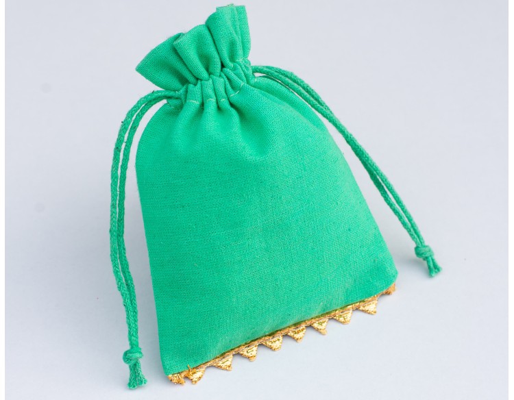 100 Sea Green Cotton Drawstring Jewelry Packaging Pouch, Wedding Favor Bags (BG147)