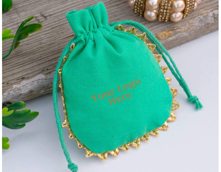 100 Sea Green Designer Jewelry Packaging Pouch, Custom Wedding Favor Bags (Designer, BG148)