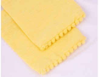  100 Yellow Bottom PomPom Cotton Drawstring Pouches For Jewelry Packaging With Brand Logo Print 